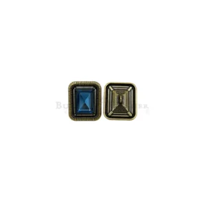 Ancient Gold Plated Texture Border Crystal Square Button