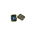 Ancient Gold Plated Texture Border Crystal Square Button - Image 2