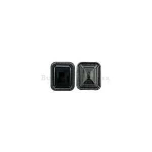 Nontoxic Gun Black Plated Texture Crystal Square Button