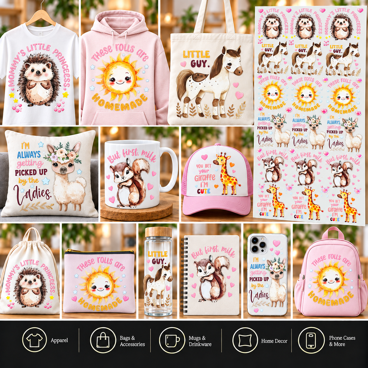 Cute Animal DTF Transfer Sheet.