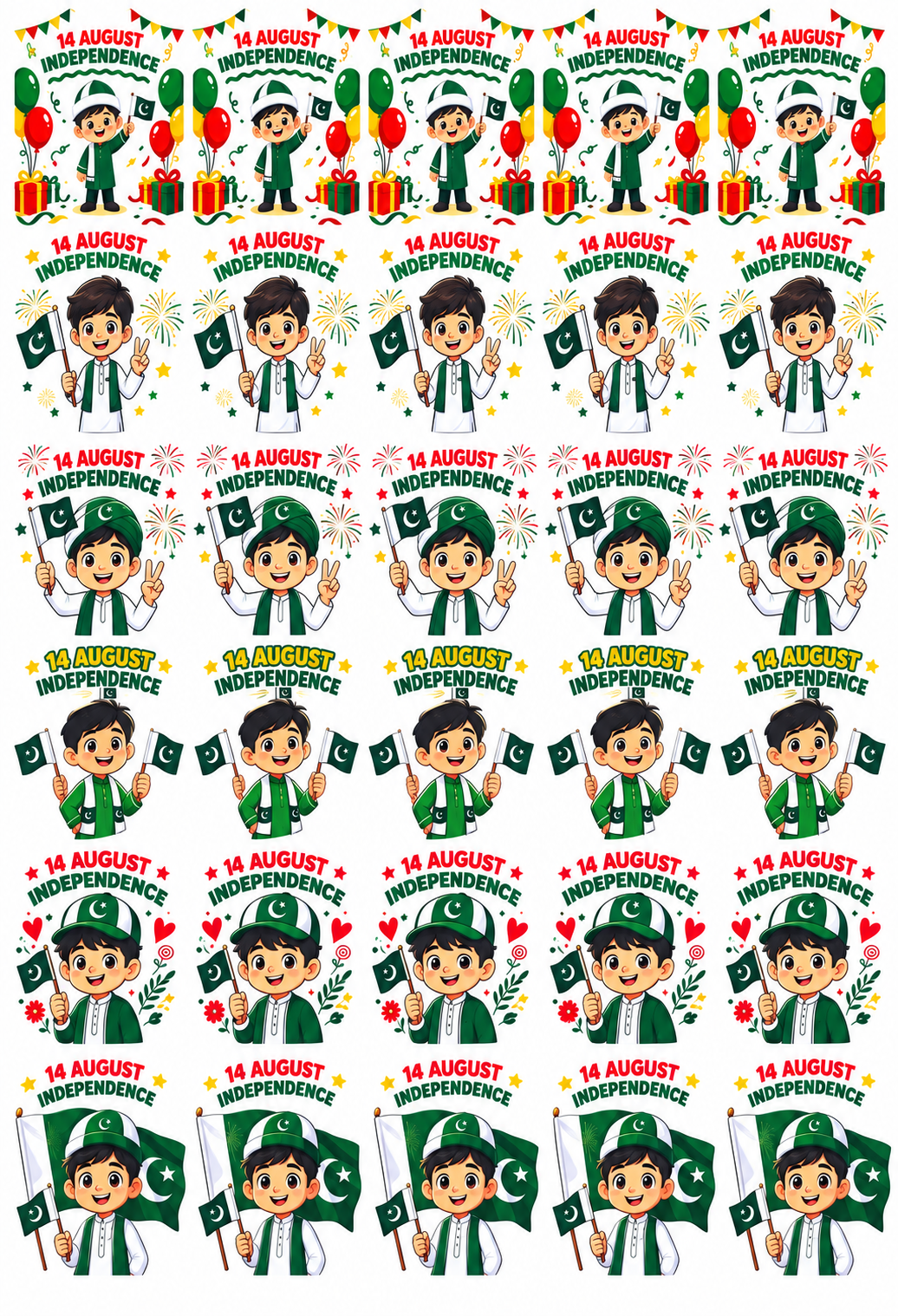 14 August Pakistan Independence Day Boy DTF Transfer Sheet. - Image 2