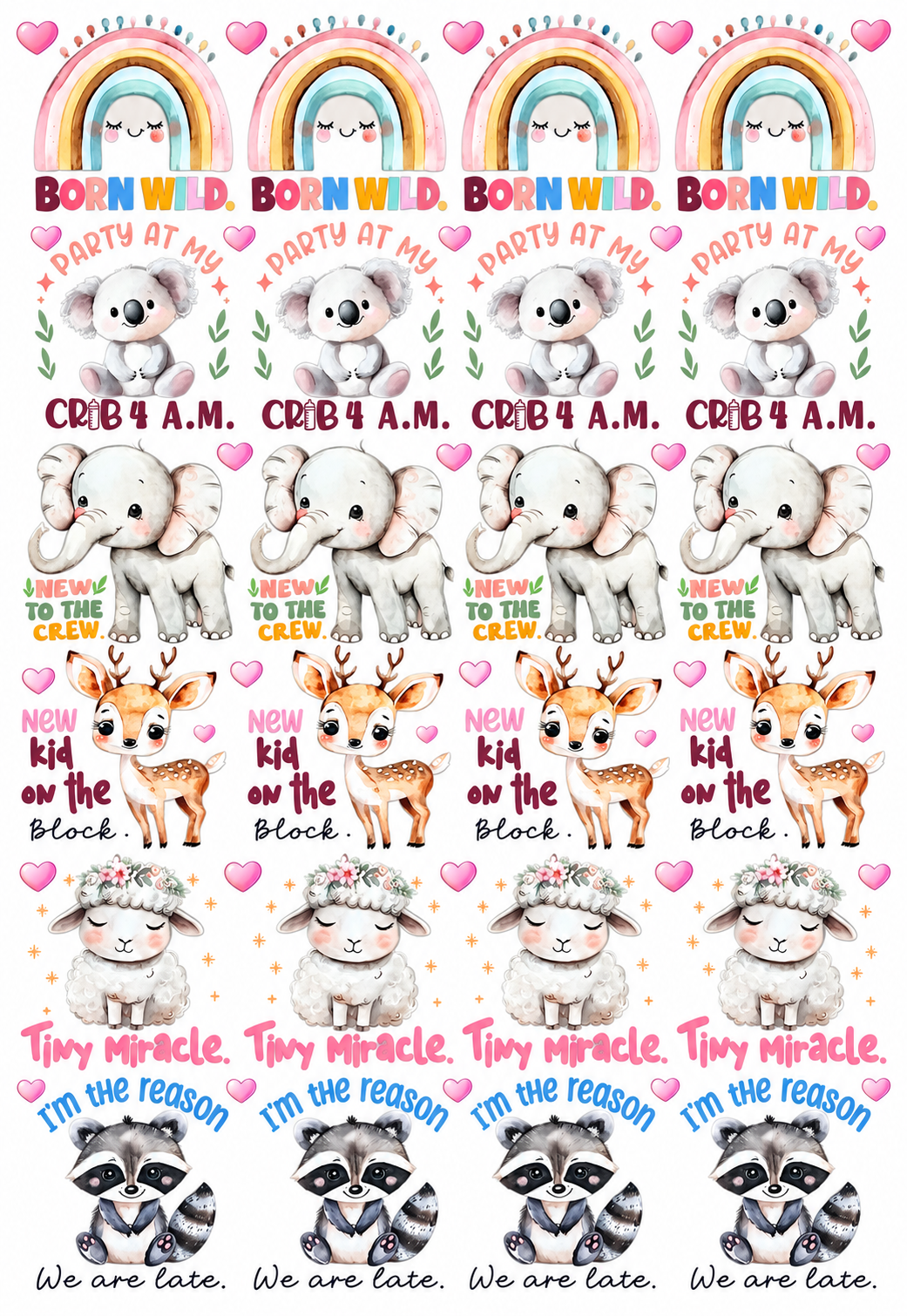 Cute Baby Animals DTF Transfer Sheet - Image 2