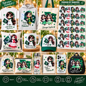 Pakistan Independence Day DTF Transfer Sheet – Girls Design