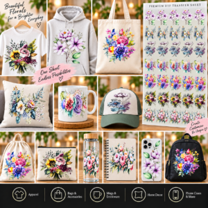 Floral DTF Transfer Sheet – Premium Flower Designs