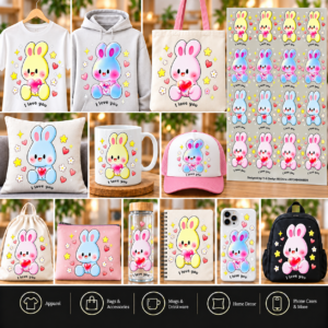 Cute Bunny DTF Transfer Sheet – Design