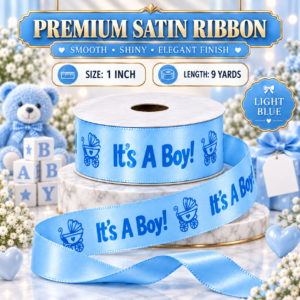 It's A Boy Blue Satin Ribbon Roll | 1 inch 9 yards