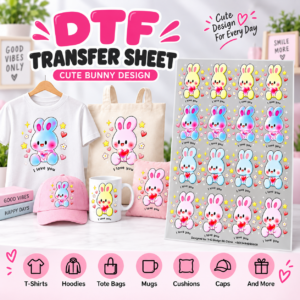 Cute Bunny DTF Transfer Sheet – Design